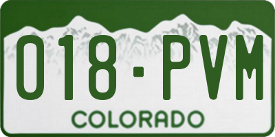 CO license plate 018PVM