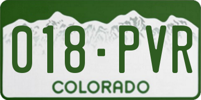 CO license plate 018PVR