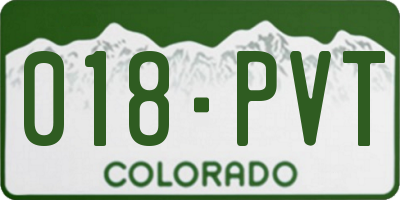 CO license plate 018PVT