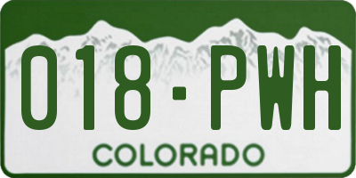 CO license plate 018PWH
