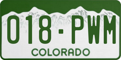 CO license plate 018PWM