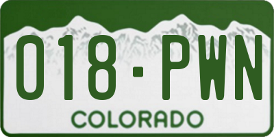 CO license plate 018PWN
