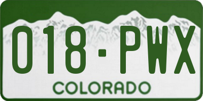 CO license plate 018PWX