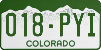 CO license plate 018PYI