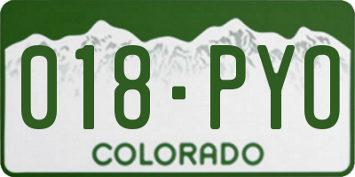 CO license plate 018PYO