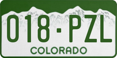 CO license plate 018PZL