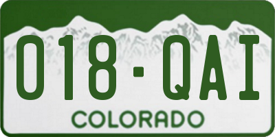 CO license plate 018QAI