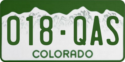 CO license plate 018QAS