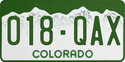 CO license plate 018QAX