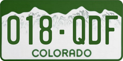 CO license plate 018QDF
