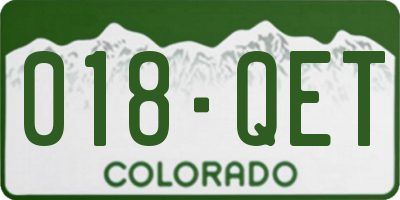 CO license plate 018QET