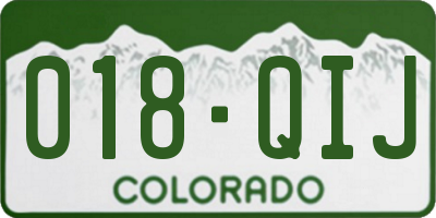 CO license plate 018QIJ