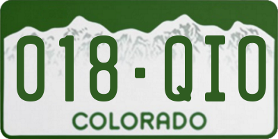 CO license plate 018QIO
