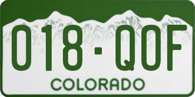 CO license plate 018QOF