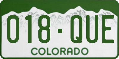 CO license plate 018QUE