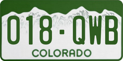CO license plate 018QWB