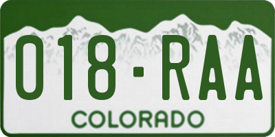 CO license plate 018RAA