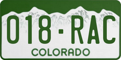 CO license plate 018RAC