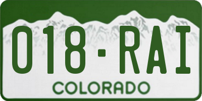 CO license plate 018RAI