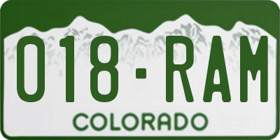 CO license plate 018RAM
