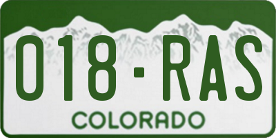 CO license plate 018RAS