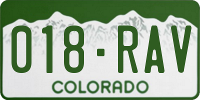 CO license plate 018RAV