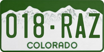CO license plate 018RAZ