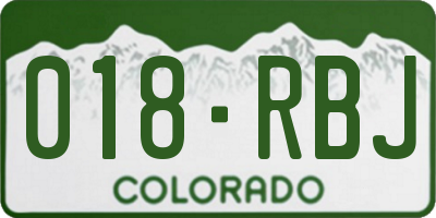 CO license plate 018RBJ