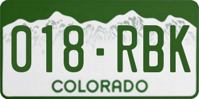 CO license plate 018RBK