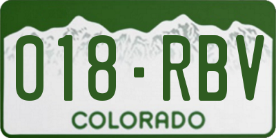 CO license plate 018RBV