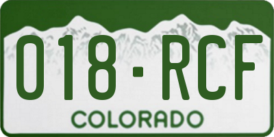 CO license plate 018RCF
