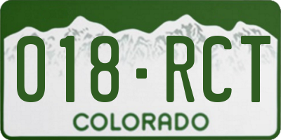 CO license plate 018RCT