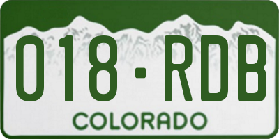 CO license plate 018RDB