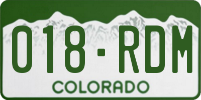 CO license plate 018RDM