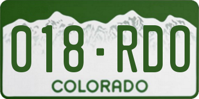 CO license plate 018RDO