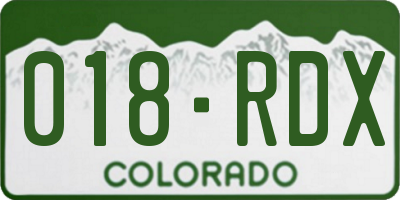 CO license plate 018RDX