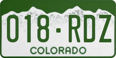 CO license plate 018RDZ