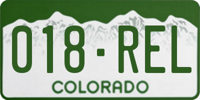 CO license plate 018REL