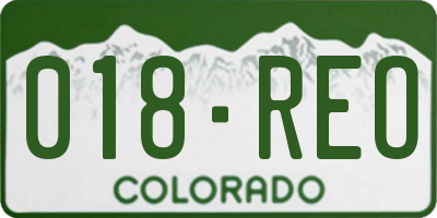 CO license plate 018REO
