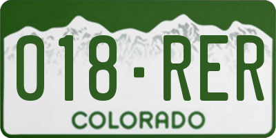 CO license plate 018RER