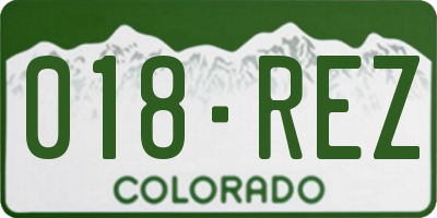 CO license plate 018REZ