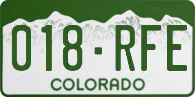 CO license plate 018RFE