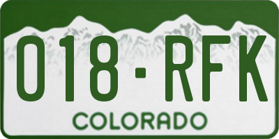 CO license plate 018RFK