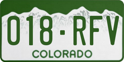CO license plate 018RFV