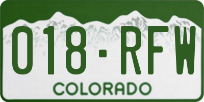 CO license plate 018RFW