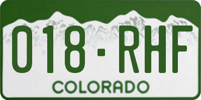 CO license plate 018RHF