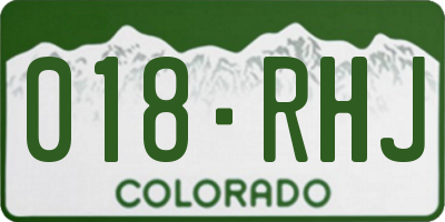 CO license plate 018RHJ