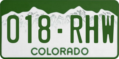 CO license plate 018RHW