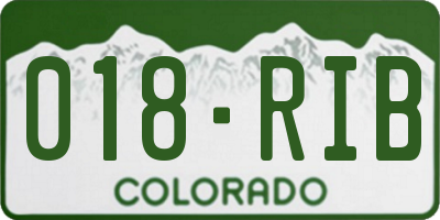 CO license plate 018RIB