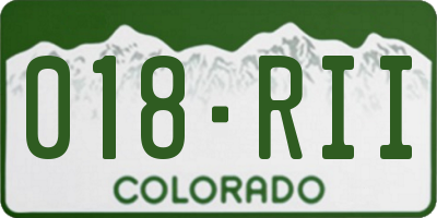 CO license plate 018RII